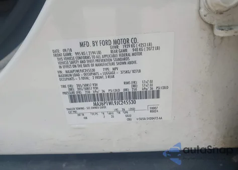 2018 Ford Ecosport Titanium из США, поврежденный, VIN MAJ6P1WL9JC245530